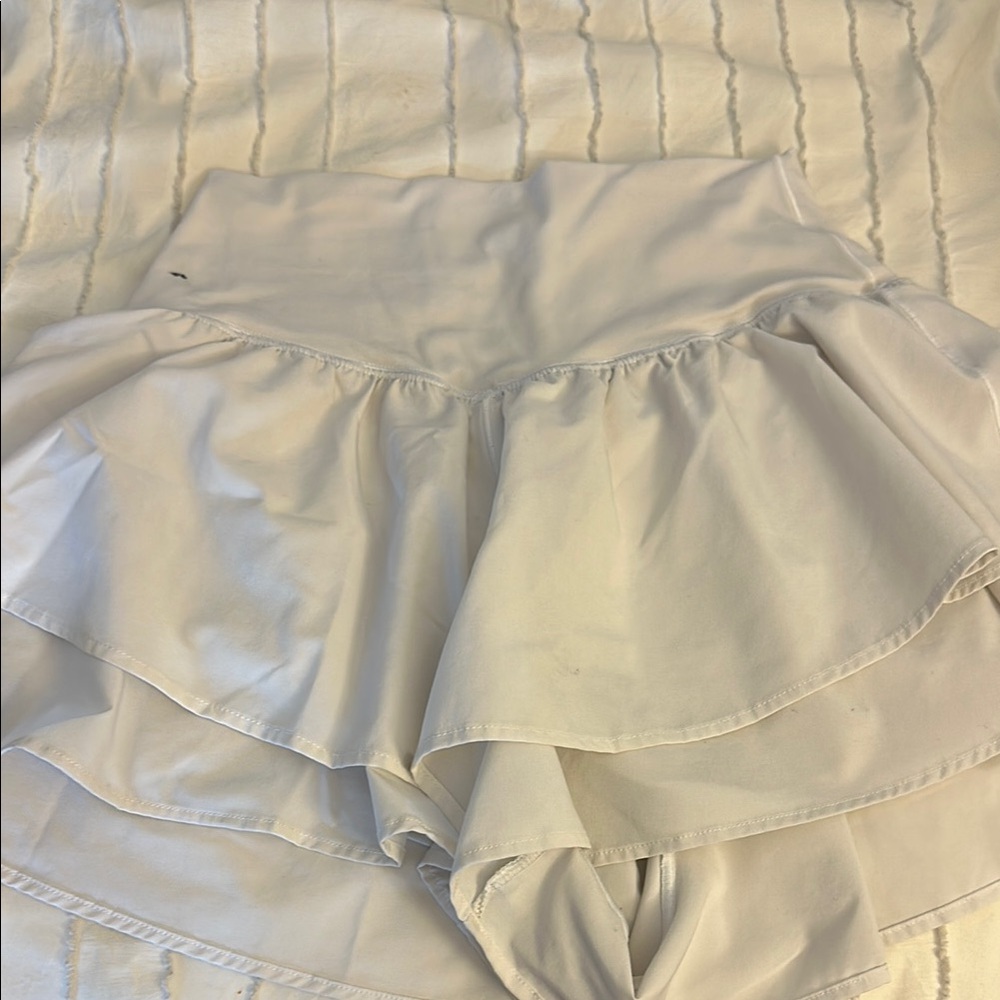 White Arie ruffle shorts